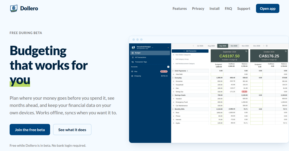 Dollero: Household budgeting based on double entry accounting